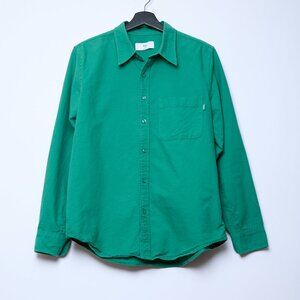 Aritzia TNA Belmont Boyfriend Button Down Collar Shirt 100% Cotton Green Medium